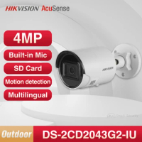 Hikvision Original Multilingual 4MP Acusense Bullet IP Camera Built-in MIC SD Card Smart Home Motion Detection DS-2CD2043G2-IU