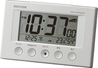 【日本代購】麗聲鐘錶RHYTHM 電波鬧鐘鐘錶電波對時款鬧鐘白色8RZ166SR03