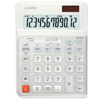 【CASIO 卡西歐】12位數桌上型人體工學商用計算機－白色(DE-12E-WE)