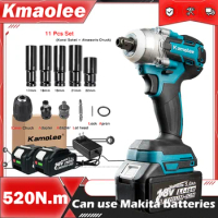 Kamolee 520N.M Brushless Cordless Electric Impact Wrench DTW285 Dual Function Power Tool Compatible with 18V Makita Battery