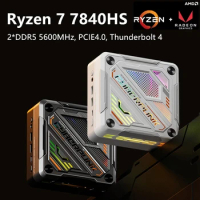 AMD Mini Computer Gaming Ryzen 7 7840HS Windows 11 DDR5 5600MHz PCIE4.0 2.5G 2 LAN Tunderbolt 4 Portable Desktop PC Office WiFi6