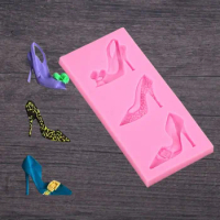 1PC High Heel Shoes 3D Silicone Fondant Mold Party Cake Decorating Tools Cupcake Candy Jelly Chocolate Gumpaste Molds LB 492