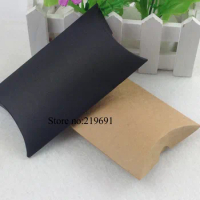 Wholesale180x100x30mm DIY kraft Pillow paper box packaging for candy jewelry Custom Logo cost logo fee MOQ:500 PCS