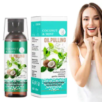 Coconut Mint Pulling Oil Mouthwash Mouth Health Care Alcohol-free Teeth Clean Oral Breath Tongue Scraper Toothbrush Set