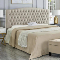 Velvet Upholstered Tufted Button King Headboard and Comfortable Fashional Padded King/California King Size Headboard-Taupe Bed