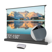 150" ALR Electric Tab Tension Floor Rising Screen 4K 8K Motorized Ambient Light Rejecting Screen For Ultra Short Throw Projector