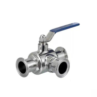 T-port 1-1/2" 38mm 304 Stainless Steel Sanitary 3 Way Ball Valve 1.5" Tri Clamp 50.5mm Ferrule O/D For Homebrew Diary Product