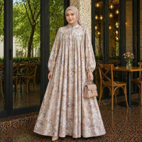 AISHA DRESS By ZIYA ~ Gamis Rayon Premium Kerah Zipper Muslim Nyaman Wanita - Aisha2 Nude, XXL