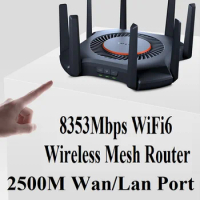 8 Antennas, 8353Mbps WiFi6 Wireless Mesh Router Wi-Fi 6 AX11000 802.11AX, 2.4GHz+5GHz, 2500M WAN/LAN, SFP+ Optical Port, USB3.0