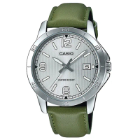 【CASIO 卡西歐】簡約指針石英錶 皮革錶帶 日常生活防水 日期顯示(MTP-V004L-3B)