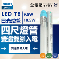 Philips 飛利浦 10入 T8 LED 燈管 4尺 18.5W 全電壓 雙端入電 日光燈管(黃光/自然光/白光)