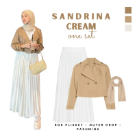 Oneset Rok Wanita Korean Style (Blazer Crop Coksu, Inner, Rok Plisket, Pashmina) Style Hijab - CTO15