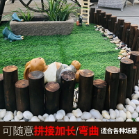 森林系原木柵欄碳化防腐圣誕樹裝飾圓籬笆鄉村風戶外園藝花園圍欄