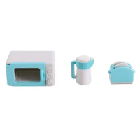Model Furniture Cookware Accessories Simulated Furniture Mini Microwave Oven Dollhouse Furniture Bread Maker Kettle Kit