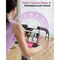 Folding Exercise Bike, Indoor Stationary Bike 16-Level Magnetic Resistance with Arm Resistance Band, Back Support Cushion