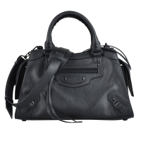 BALENCIAGA 巴黎世家  NEO CLASSIC CITY小羊皮手提斜背兩用機車包(S/黑)
