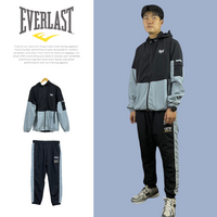 【滿千折百】EVERLAST 套裝 黑藍灰 拼接 風衣長褲 風衣外套 男 4151116020 4151126020