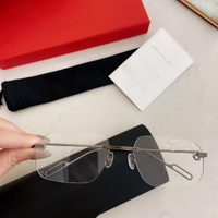 2024 Men Prescription Rimless Glasses 0113 Business Light Personality Titanium Gold Reading Luxury B