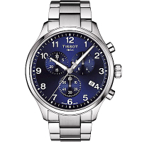 TISSOT天梭 韻馳系列CHRONO XL 大徑面計時腕錶-藍/45mm