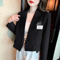 Blazer Kelabu untuk Wanita, Sesuai untuk Musim Bunga dan Musim Luruh, Saiz Kecil, Gaya Korea, Longga