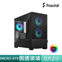 【Fractal Design】Pop Mini Air RGB Black TGC 側透玻璃電腦機殼-永夜黑(相容 mATX / Mini ITX 主機板)