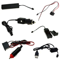 DC 12V 5V 3V Battery Driver Inverter USB Car Ciggrette Controller EL Wire Splitter Connectors For Flexible Neon Light EL Wire
