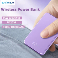 Portable 10000mAh Power Bank Wireless Magnetic Fast Charging 5000mAh Powerbank Metal External Spare Battery For iPhone Xiaomi