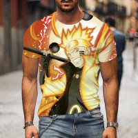Men's Street Clothing T-shirt Japanese Anime Naruto Pattern T-shirt 2024 Harajuku - T-shirt Summer Hip Hop Top T-shirt