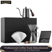 Coffee Kit Gift Box Hand Drip Coffee Sets (Scale+Kettle+Dripper+Paper Filter+Server+Measuring Spoon)Valentine's Day present
