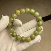 淺青色菩提根繞指柔單圈手串白玉菩提根佛珠念珠手串