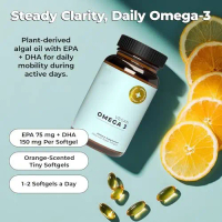 Vegan Omega-3 Algae Oil Softgels, EPA & DHA, Orange Scented, Plant-Based, 30/60 Count, Daily Clarity