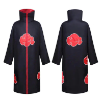 Naruto Cosplay Akatsuki Organization Cloak Costume Unisex Stand Collar Printed Anime Cosplay Japanes