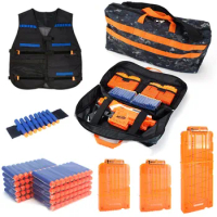 Kids Soft Bullet Tactical part Kit For Nerf Toy Gun With 100 Refill Bullets + Bullet Reload Clips +Gasses Wristband Storage Bag