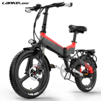 LANKELEISI-G650 Folding Electric Bicycle, Lithium Battery, Aluminum Alloy Frame, 7 Speed Fat Bike, 48V, 14.5Ah, 500W