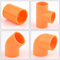 20~50mm Orange PVC Pipe 90° Elbow Direct Connectors Aquarium Overflow Joints, Garden Irrigation DIY 