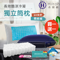 【Hilton 希爾頓】夏威夷。冷凝酷涼系列午夜藍獨立筒枕/買一送一(涼感枕/冷凝枕/凝膠枕/枕頭)