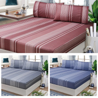 【FITNESS】精梳棉雙人特大床包枕套三件組-安德里(藍/灰/紅三色任選)