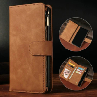 Oneplus9 Pro 7T 8 5G Leather Flip Case Zipper Wallet Card Slot Phone Holder Book Shell for Oneplus 9 Pro Cover One Plus 8 7 T T7