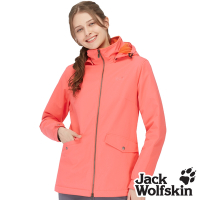 【Jack wolfskin 飛狼】女 機能防風防撥水連帽外套 保暖內刷毛『粉橘』
