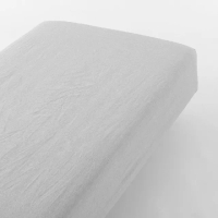 【MUJI 無印良品】柔舒水洗棉床包/D/灰色 140*198*30cm 附鬆緊帶