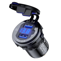 【Supamoto】QC3.0快充+電壓—USB.11(雙車充/IP65/防水/通用/開關/汽車/機車改裝)