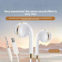 หูฟังเกมมิ่ง หูฟังเอียร์บัดรูกลม Type-C เข้ากันได้กับ OPPO, Xiaomi, Huawei, Vivo, สากล