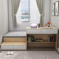超值特惠價現代簡約單人床小戶型榻榻米床書桌壹體兒童床櫃組合多功能儲物床