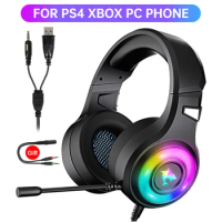 Cool RGB light Headset Gamer For PS4 7.1Surround Sound Wired PC Gaming Headphones With Noise Reduction Microphone For Fifa21