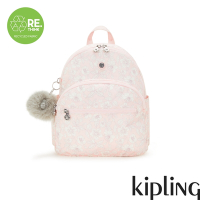Kipling (網路獨家款) 溫柔淡粉花卉多袋收納實用後背包-PAOLA B