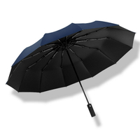 12骨全自動折疊黑膠遮陽傘超大雨傘商務防曬傘防紫外線廣告傘