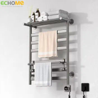 Echome Smart Electric Towel Rack Punch Free Space Aluminum Home Toilet Bathroom Heating Gun Gray Drying Bathroom Accessories