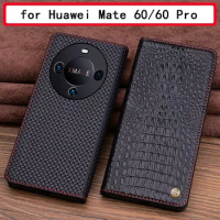Luxury Genuine Leather Case for Huawei Mate 60 Business Flip Phone Carcasa for Mate 60pro Funda skin for Huawei Mate 60 Pro+