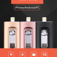 2023 iOS Flash Drive 3 in 1 OTG USB Flash Drive 32G 64G 128G 256G 512GB Pendrive Metal Pen Drive 64GB for iPhone Plus USB Flash