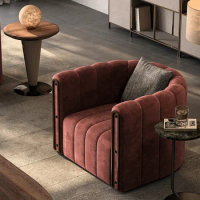 Designer lounge chair Large flat floor living room single sofa light luxury